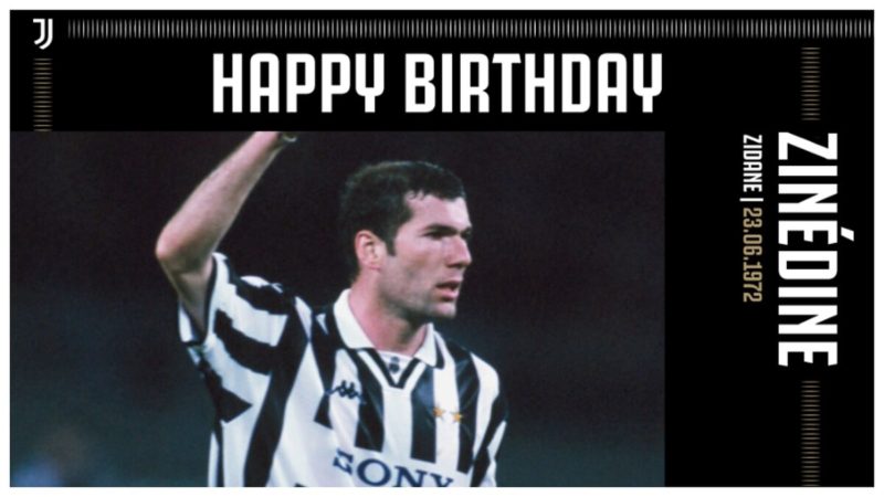 Serie A: la Juventus si congratula con Zidane per il suo 50esimo compleanno
