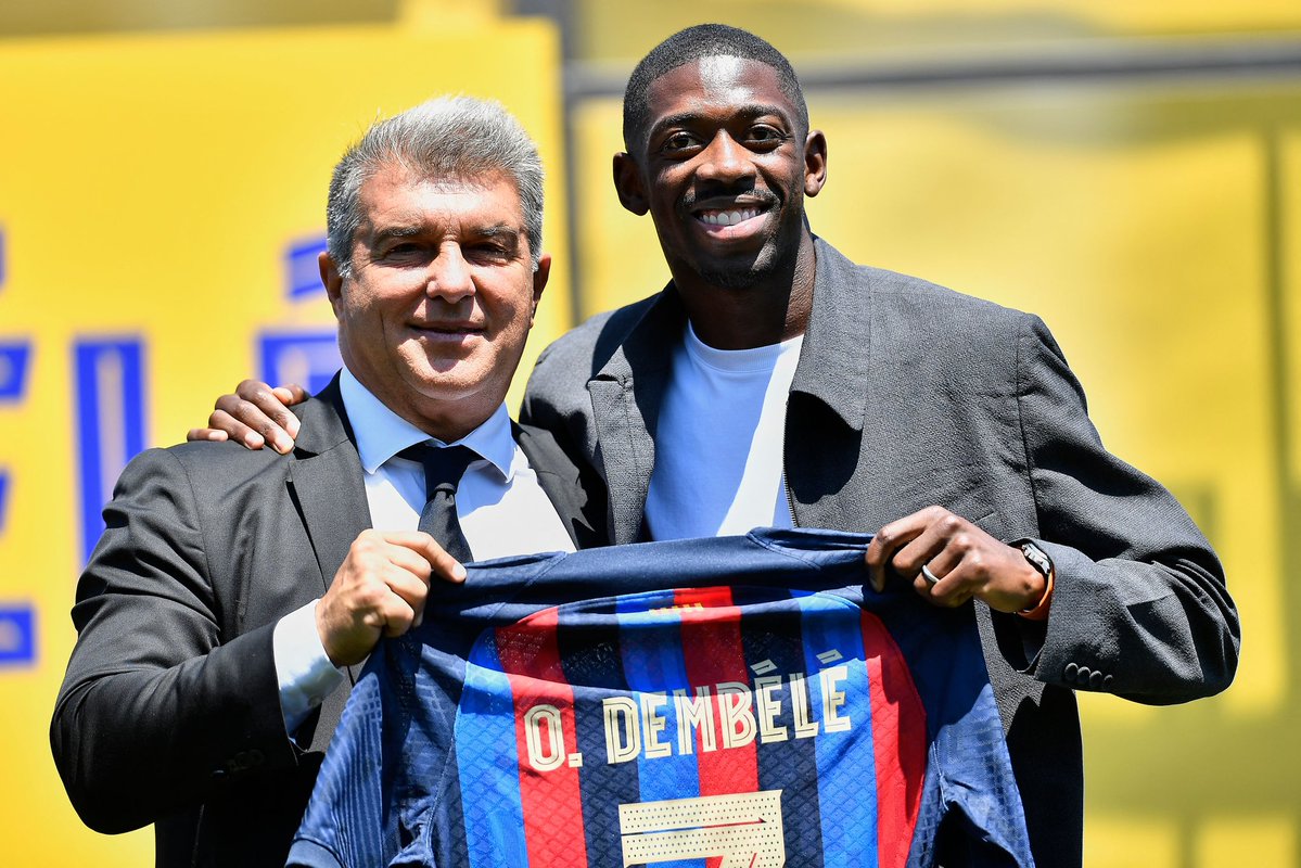 Da Twitter –  Il presidente del Barça Laporta: “Siamo contenti di Ousmane Dembélé e lui è felice qui.  …