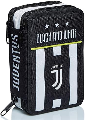 Seven Astuccio Scuola Juventus 3 Zip, Bianco Nero, Triplo Scomparto Accessoriato con Matite, Penne e Pennarelli, Accessori Juventus Scuola e Tempo Libero, Accessori per Zaino Bambini e ragazzi – idea regalo juve