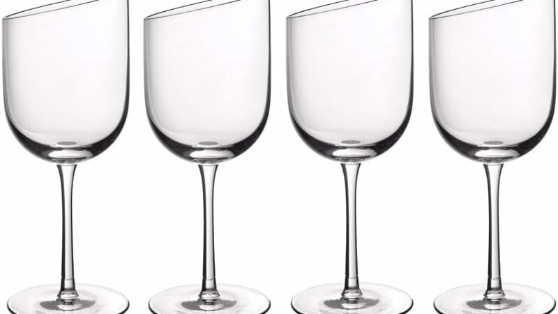 Villeroy & Boch Newmoon Servizio Calice da Vino, Bicchieri Eleganti e Contemporanea per Uso Quotidiano, Cristallo, Lavabili in Lavastoviglie, Glass, Trasparente – idea regalo as roma