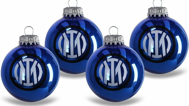 Inter – Set di 4 Palline di Natale Premium – Decorazione natalizia ideale come regalo e per tutti i tifosi Inter – idea regalo inter