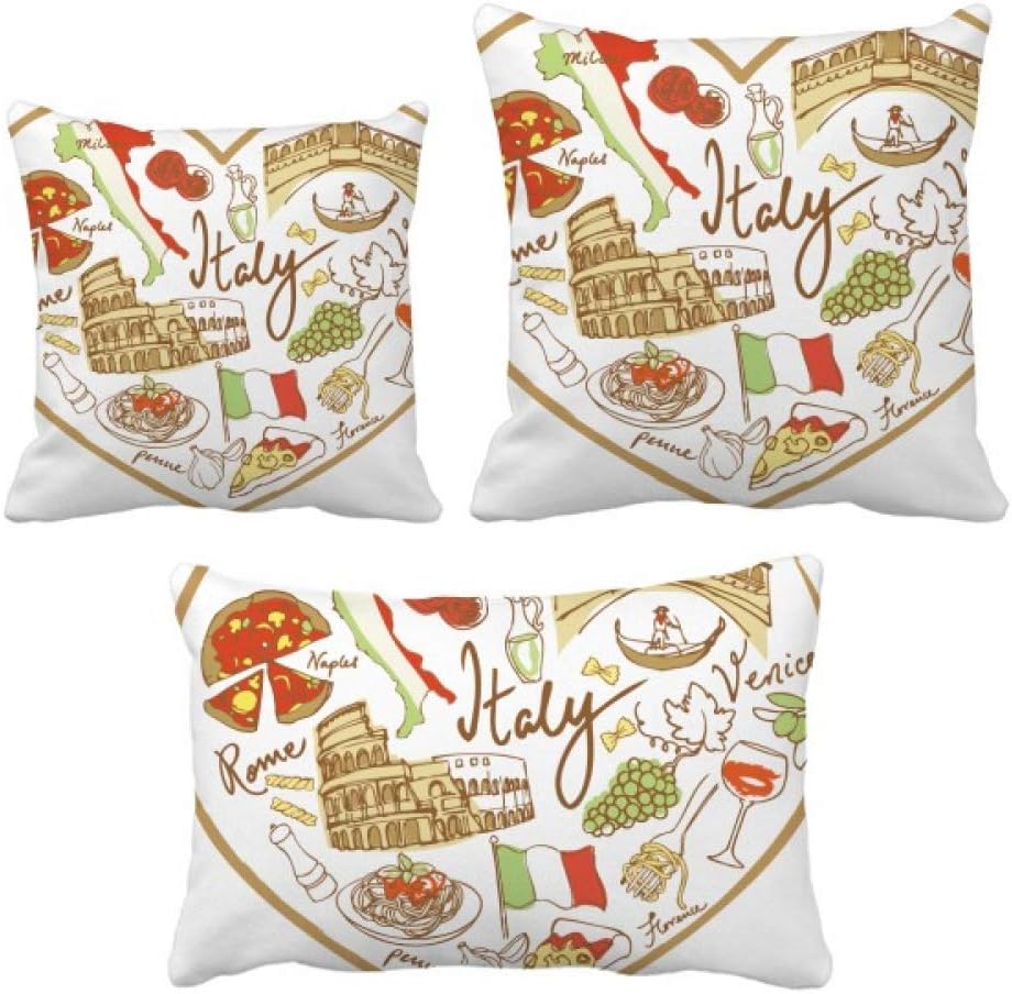 DIYthinker – Set di cuscini in stile italiano, motivo: cuore romano, con bandiera nazionale, idea regalo – idea regalo as roma