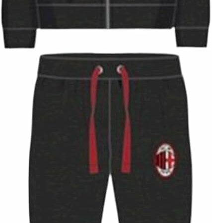 Milan 🖤❤️ Tuta Felpa Junior in FULL ZIP Con Tasche, Zip Intera,Pigiama Felpa Garzata Tuta Casa, Tuta Originale Idea Regalo 100% Originale – idea regalo inter