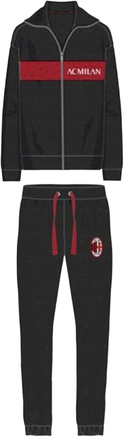 Milan 🖤❤️ Tuta Felpa Junior in FULL ZIP Con Tasche, Zip Intera,Pigiama Felpa Garzata Tuta Casa, Tuta Originale Idea Regalo 100% Originale – idea regalo inter