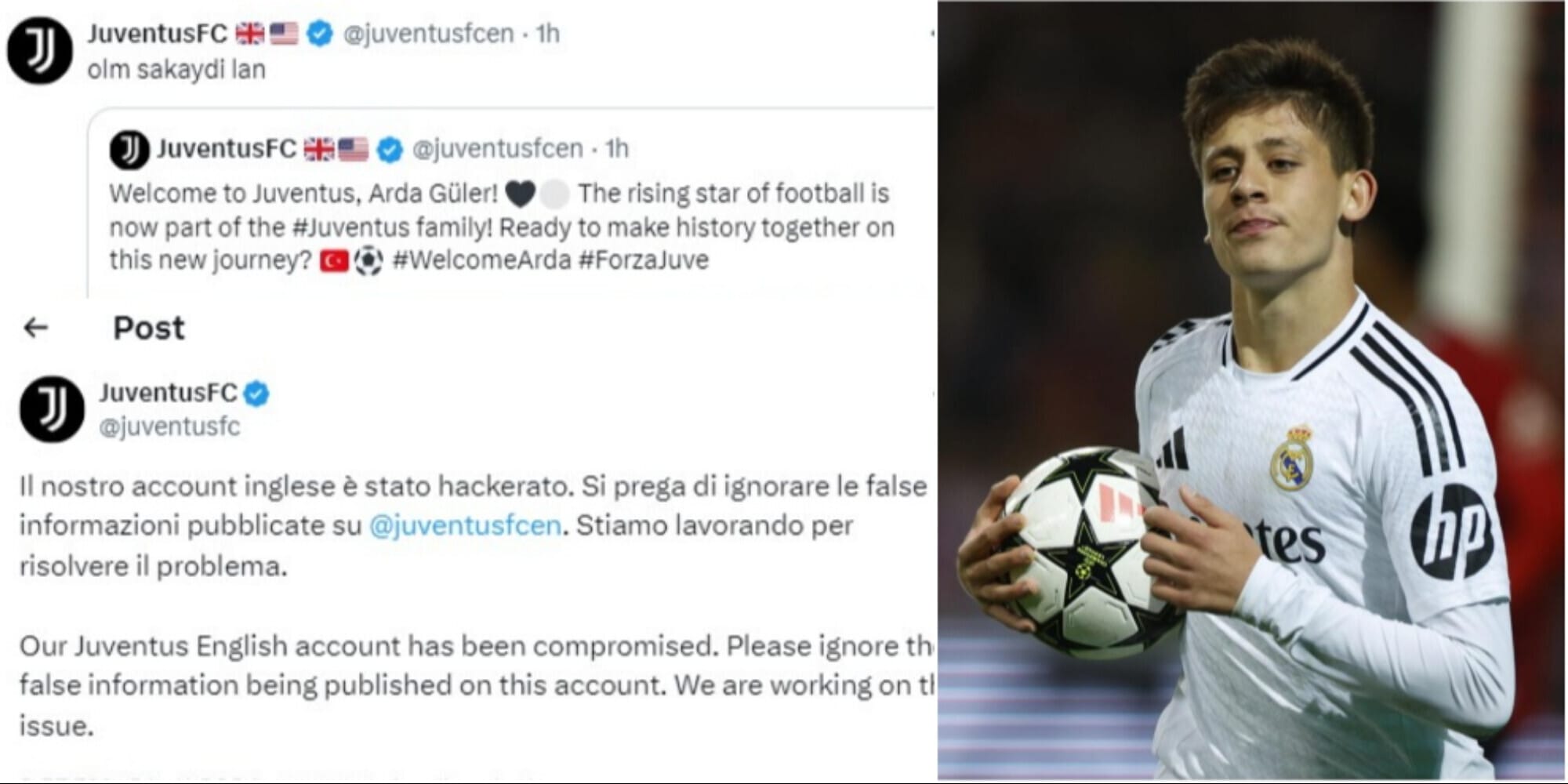 Corriere dello Sport – La Juve ‘annuncia’ Arda Guler sui social, poi precisa: “Hackerato l’account”