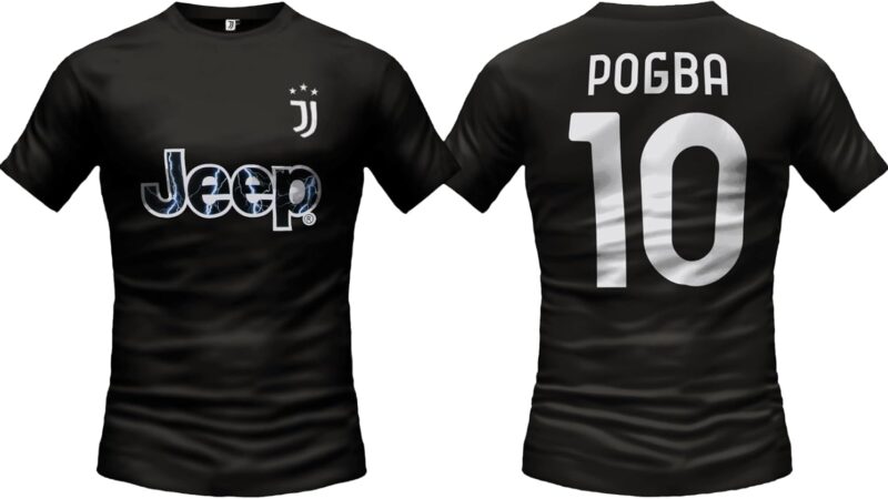 Sportbaer Maglia Calcio Paul Pogba Stagione 2022 2023. Maglia Nera Numero 10. Seconda Maglia. Replica Ufficiale autorizzata. Taglie Adulto Bambino. (L) – idea regalo juve