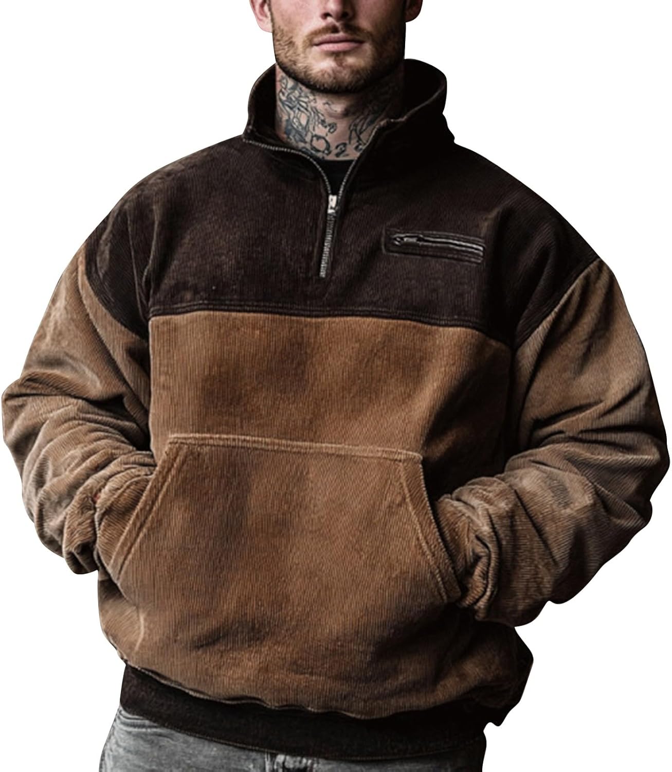 GDGTBNH Felpa con Fibbia da Uomo Autunno e Inverno Pullover Casual Stampato Felpa Ampia e Comoda con Colletto rialzato a Maniche Lunghe – idea regalo inter